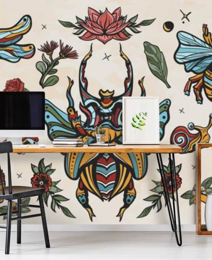 colourful insect tattoo drawings wallpaper