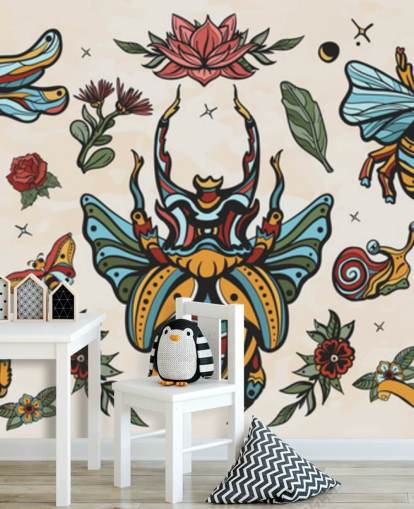 colourful insect tattoo drawings wallpaper