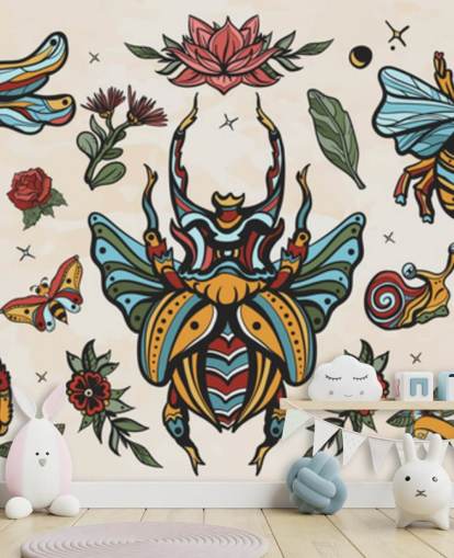 dibujos de tatuajes de insectos coloridos fondos
