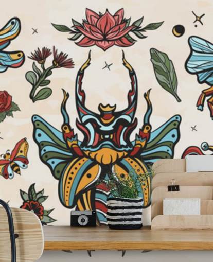 colourful insect tattoo drawings wallpaper