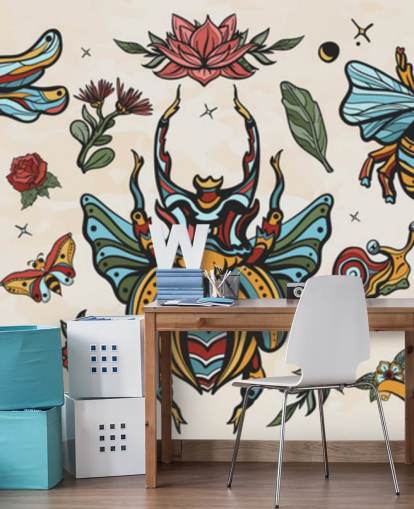 papel de parede colorido desenhos de tatuagem de