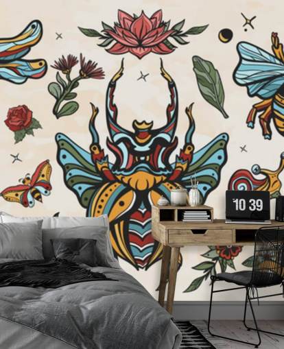 fond d'écran de dessins colorés de tatouage