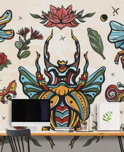 dibujos de tatuajes de insectos coloridos fondos