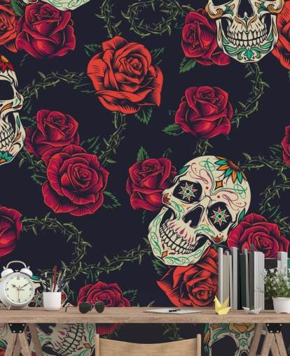 fond d'écran rose foncé et crâne