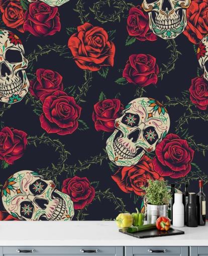 fond d'écran rose foncé et crâne