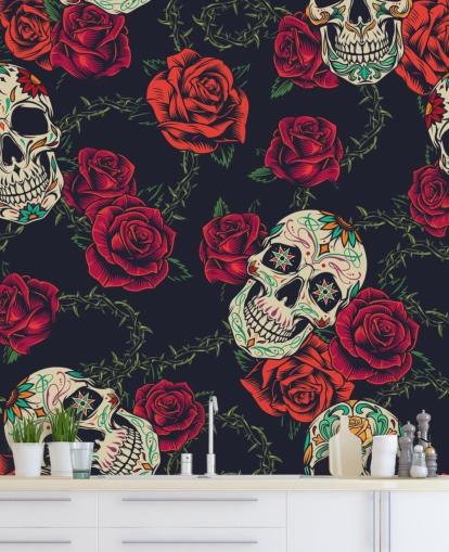 dark rose and skull wallpaper dark rose and skull wallpaper