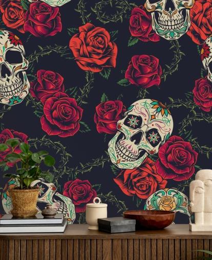 fond d'écran rose foncé et crâne