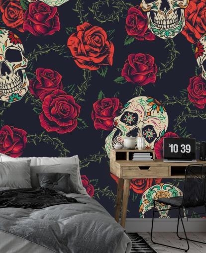 fond d'écran rose foncé et crâne