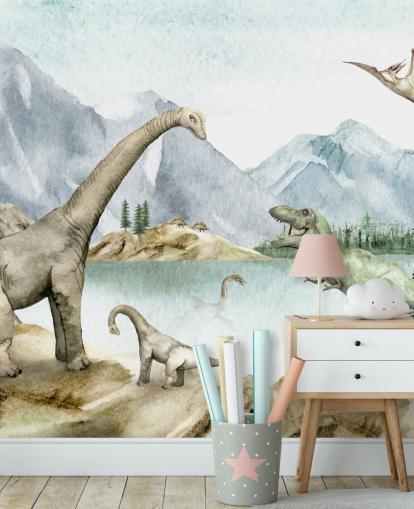 dinosaurier vid sjö illustration tapet dinosaurier vid sjö illustration tapet