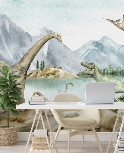 dinosaurs by lake wallpaper