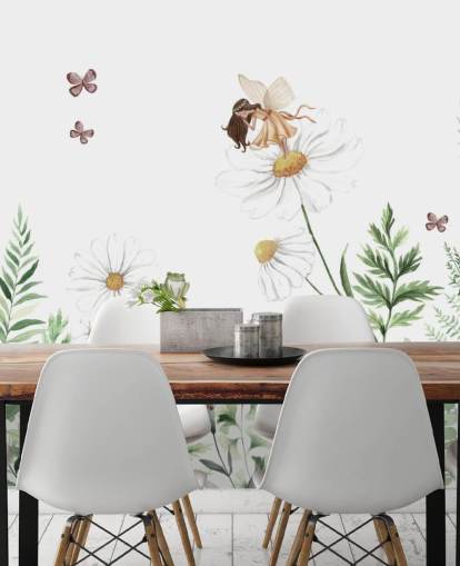 illustrated growing flowers with fairies wallpaper 