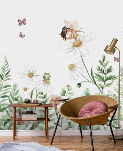 illustrated growing flowers with fairies wallpaper 