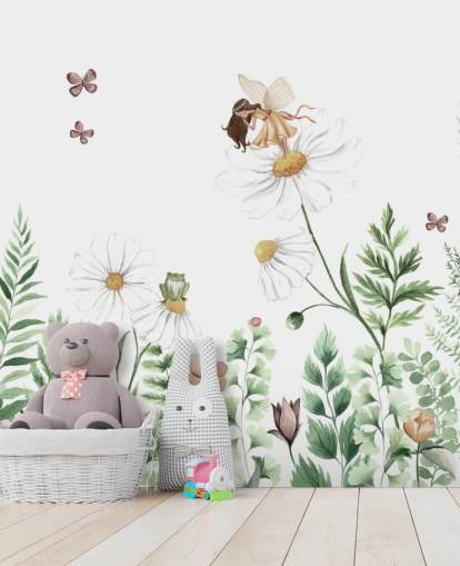 illustrated growing flowers with fairies wallpaper 