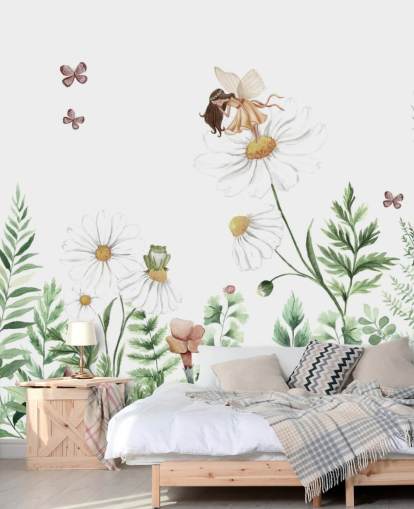 illustrerte voksende blomster med feer tapet illustrerte voksende blomster med feer tapet