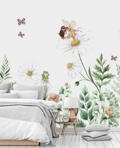 illustrated growing flowers with fairies wallpaper 