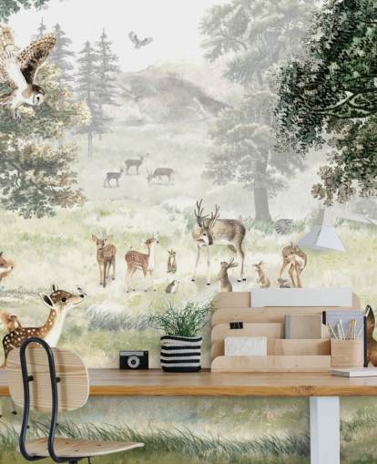 illustrated woodland and creatures wallpaper for kids bedroom illustrated woodland and creatures wallpaper for kids bedroom