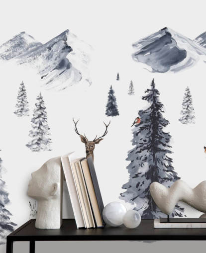 fondo de pantalla ilustrado de escena de invierno con animales del norte fondo de pantalla ilustrado de escena de invierno con animales del norte