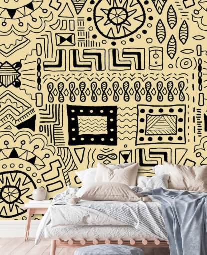 papier peint de dessins noirs tribaux