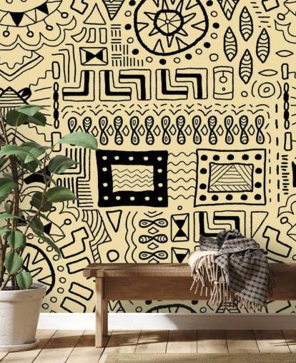 tribal black drawings wallpaper