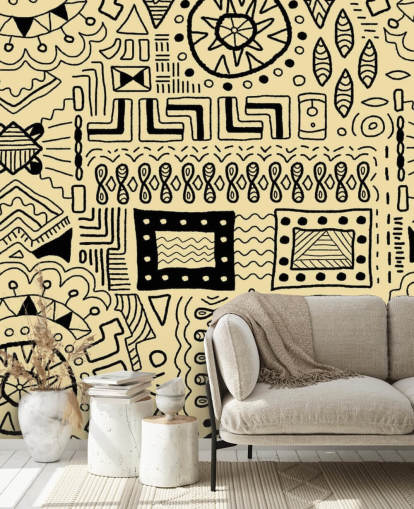 tribal black drawings wallpaper