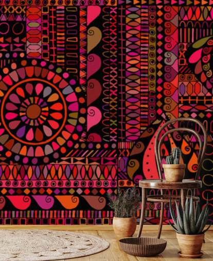 orange, rote und rosa Mustertapete