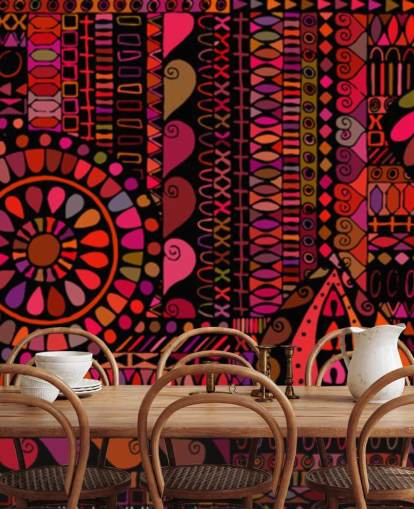 orange, red and pink pattern wallpaper