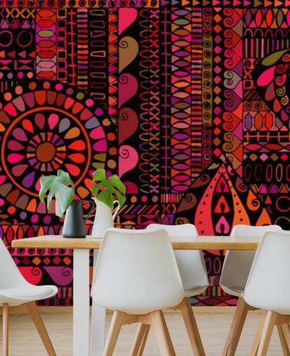 papel de parede padrão laranja, vermelho e rosa papel de parede padrão laranja, vermelho e rosa