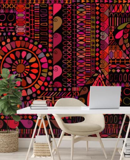 orange, red and pink pattern wallpaper