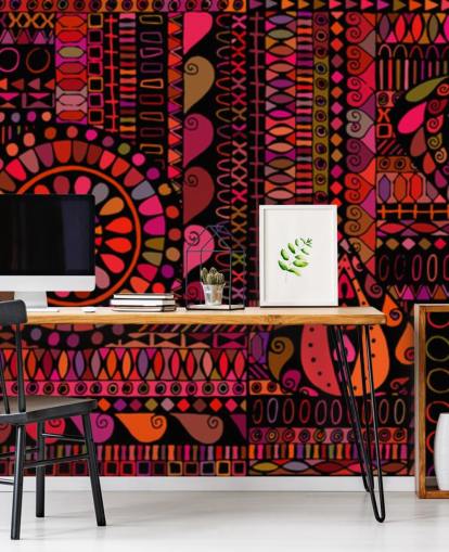 oranje, rood en roze patroonbehang