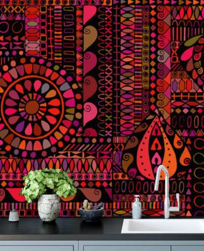 Warm Tribal Tones Tribal Wallpaper