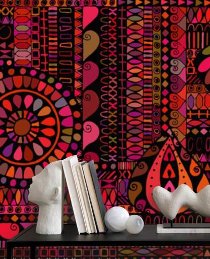 orange, red and pink pattern wallpaper