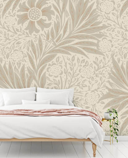 papel de parede de calêndula rosa de William Morris