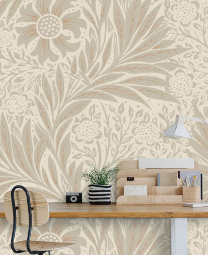 roze goudsbloembehang van William Morris