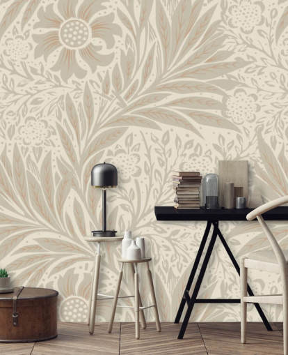 papel pintado de caléndula rosa de William Morris