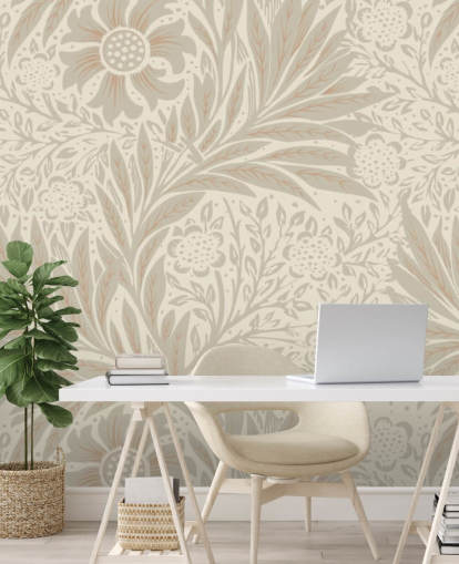 roze goudsbloembehang van William Morris