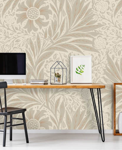 papel de parede de calêndula rosa de William Morris