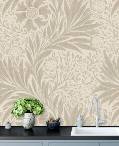 papel de parede de calêndula rosa de William Morris