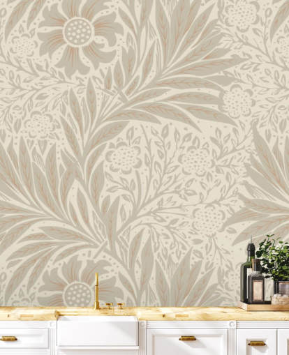 papel pintado de caléndula rosa de William Morris