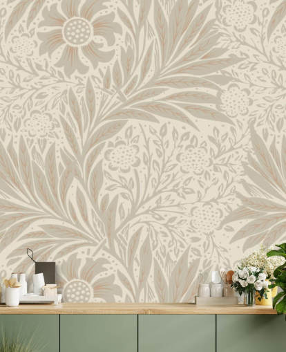 roze goudsbloembehang van William Morris