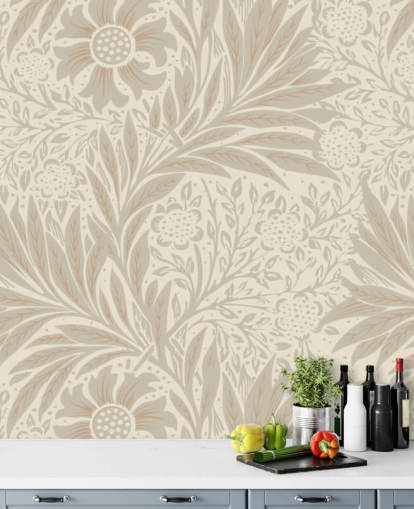 papel de parede de calêndula rosa de William Morris