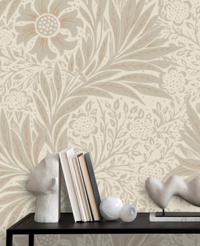 papel pintado de caléndula rosa de William Morris