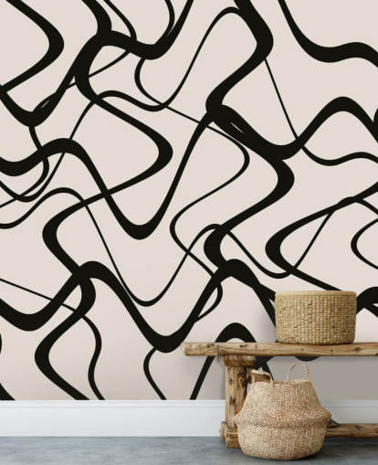 papel pintado tribal blanco y negro