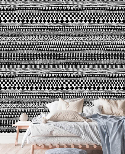 lignes horizontales en noir et blanc de papier peint à motifs