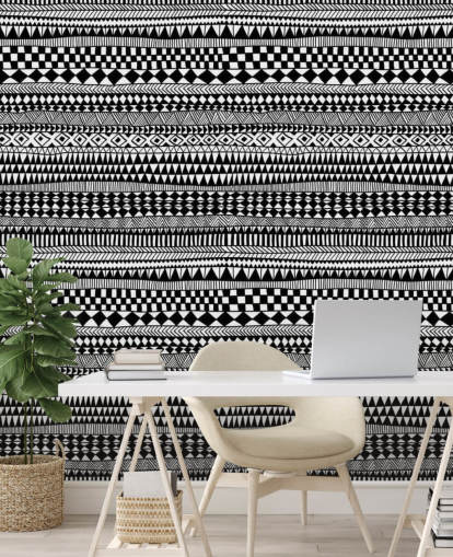 linee orizzontali in bianco e nero di carta da parati