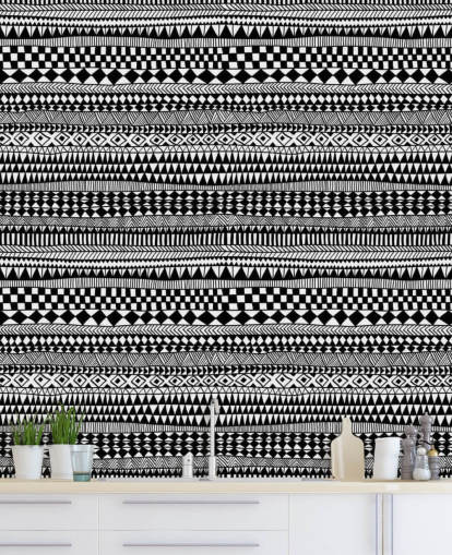 lignes horizontales en noir et blanc de papier peint à motifs