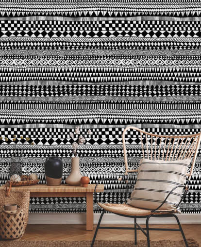 lignes horizontales en noir et blanc de papier peint à motifs