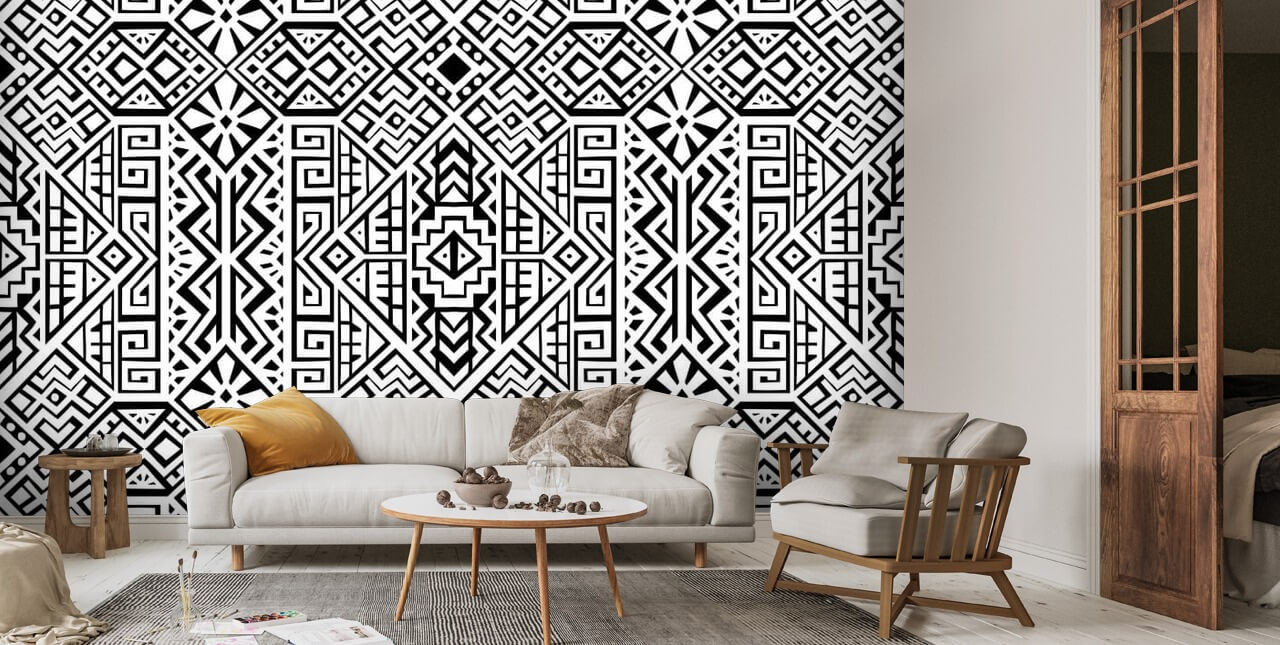 black and white tribal print wallpaper