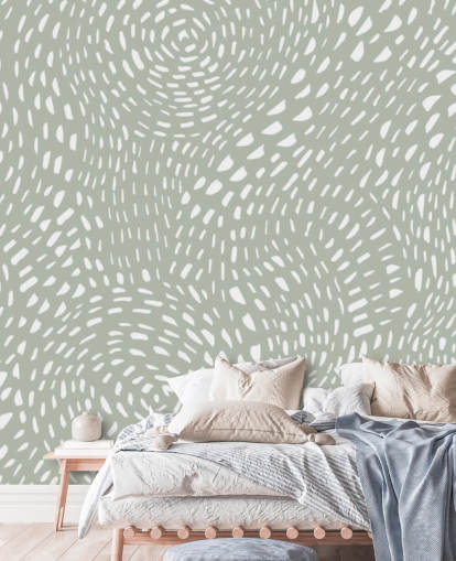 papel pintado de lunares blancos con fondo gris