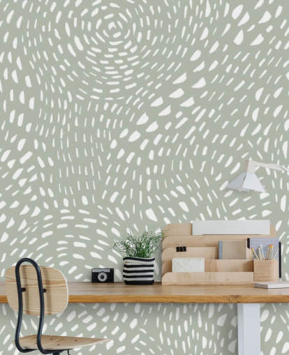 papel pintado de lunares blancos con fondo gris