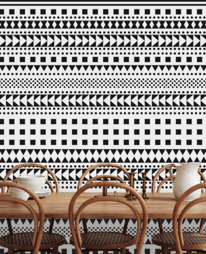 Black and White Pattern Tribal Wallpaper